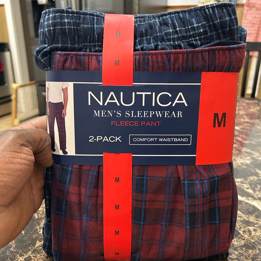 Nautica Men’s Red Plaid Fleece Sleep Pants - 2-Pack (M) - Picture 3 of 4